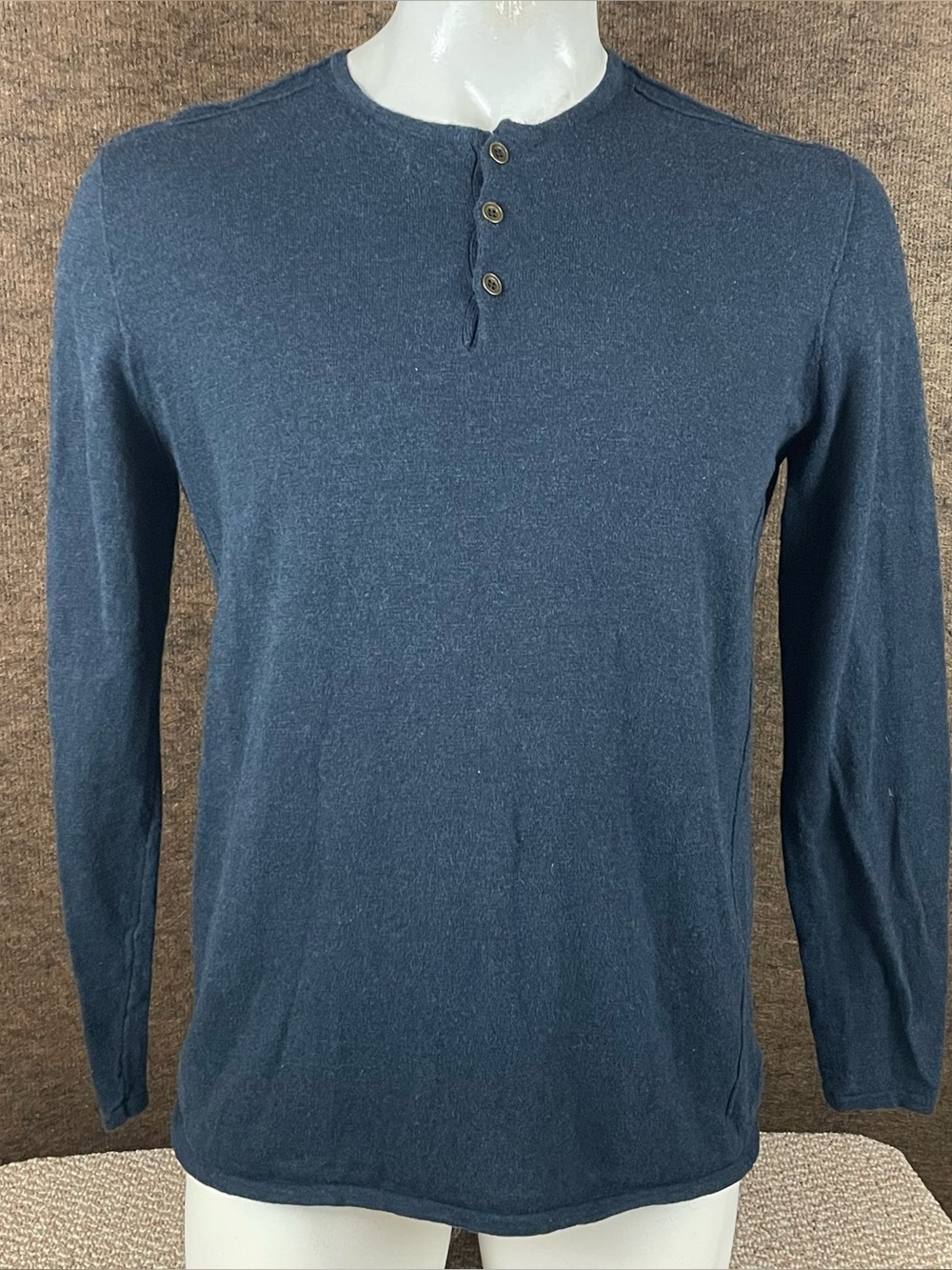 Thomas Payne Henley shirt men’s XL blue long sleeve f408